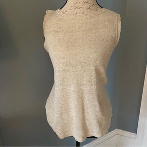 Alan Bilzerian knit top Women’s M Linen Blend Sleeveless Classic Made In Italy
